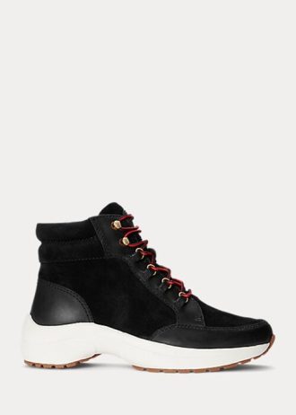 Schwarze Ralph Lauren Rylee High-Top-Sneakers aus Wildleder und Leder für Damen Schwarze Ralph Lauren Rylee High-Top-Sneakers aus Wildleder und Leder für Damen