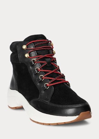 Schwarze Ralph Lauren Rylee High-Top-Sneakers aus Wildleder und Leder für Damen Schwarze Ralph Lauren Rylee High-Top-Sneakers aus Wildleder und Leder für Damen