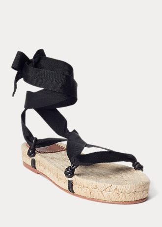 Schwarze Ralph Lauren Schnürsandalen für Damen Schwarze Ralph Lauren Schnürsandalen für Damen