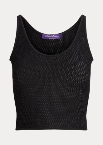 Schwarze Ralph Lauren Seiden-Mesh-Tanktops für Damen