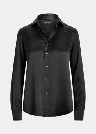 Schwarze Ralph Lauren Seidencharmeuse-Hemden für Damen
