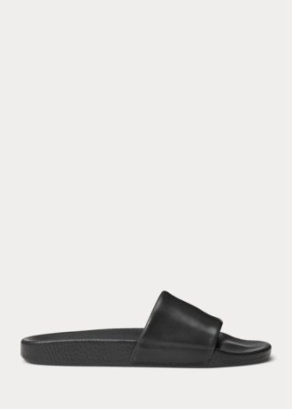 Schwarze Ralph Lauren Signature-Hausschuhe aus Ponyleder für Herren