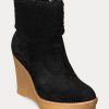 Schwarze Ralph Lauren Steph Wildlederstiefel mit Shearling-Besatz für Damen Schwarze Ralph Lauren Steph Wildlederstiefel mit Shearling-Besatz für Damen
