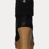 Schwarze Ralph Lauren Steph Wildlederstiefel mit Shearling-Besatz für Damen Schwarze Ralph Lauren Steph Wildlederstiefel mit Shearling-Besatz für Damen