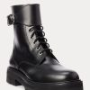 Schwarze Ralph Lauren Stiefel aus Kalbsleder mit Schnalle für Damen Schwarze Ralph Lauren Stiefel aus Kalbsleder mit Schnalle für Damen