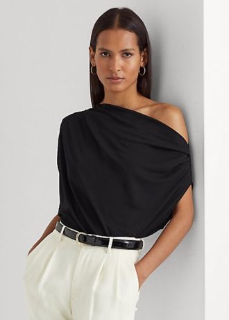 Schwarze Ralph Lauren Stretch-Jersey-Oberteile für Damen