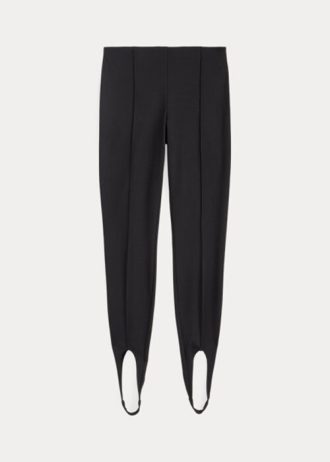 Schwarze Ralph Lauren Stretch-Ponte-Leggings mit Biesen und Steg für Damen