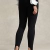 Schwarze Ralph Lauren Stretch-Ponte-Leggings mit Biesen und Steg für Damen Schwarze Ralph Lauren Stretch-Ponte-Leggings mit Biesen und Steg für Damen