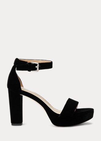 Schwarze Ralph Lauren Sylvia Samt-Pumps für Damen Schwarze Ralph Lauren Sylvia Samt-Pumps für Damen