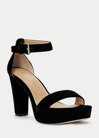 Schwarze Ralph Lauren Sylvia Samt-Pumps für Damen Schwarze Ralph Lauren Sylvia Samt-Pumps für Damen