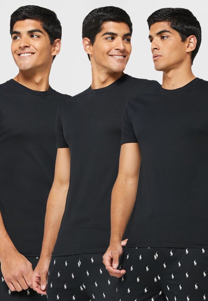 Schwarze Ralph Lauren T-Shirts mit Rundhalsausschnitt im 3er-Pack für Herren Schwarze Ralph Lauren T-Shirts mit Rundhalsausschnitt im 3er-Pack für Herren