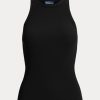 Schwarze Ralph Lauren Tanktops aus gerippter Baumwolle für Damen Schwarze Ralph Lauren Tanktops aus gerippter Baumwolle für Damen