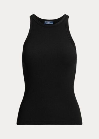 Schwarze Ralph Lauren Tanktops aus gerippter Baumwolle für Damen