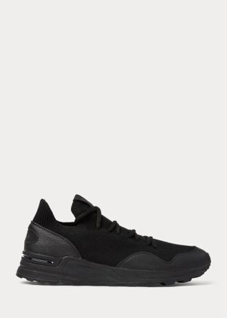 Schwarze Ralph Lauren Trackster 200II Knit Sneakers für Herren