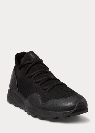 Schwarze Ralph Lauren Trackster 200II Knit Sneakers für Herren