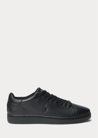 Schwarze Ralph Lauren Wilton Leder-Sneaker für Herren