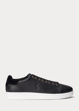 Schwarze Ralph Lauren Wilton Leder-Sneaker für Herren