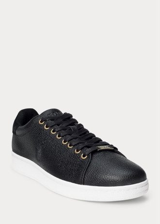 Schwarze Ralph Lauren Wilton Leder-Sneaker für Herren