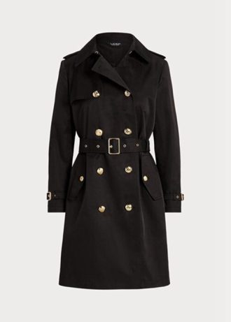 Schwarze Ralph Lauren Zweireihige Mäntel aus Baumwollmischung für Damen Schwarze Ralph Lauren Zweireihige Mäntel aus Baumwollmischung für Damen