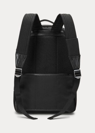 Schwarze Reiserucksäcke mit Lederbesatz von Ralph Lauren für Herren
