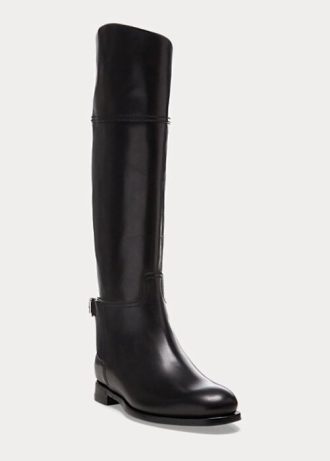 Schwarze Reitstiefel „Sallen“ aus Kalbsleder für Damen von Ralph Lauren