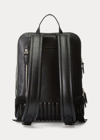 Schwarze Rucksäcke aus gestepptem Leder von Ralph Lauren für Herren