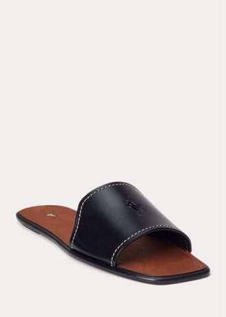 Schwarze Sandalen aus Vachetta-Leder für Damen von Ralph Lauren