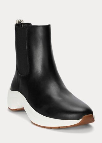 Schwarze Slip-On-Sneakers „Rylee“ von Ralph Lauren aus brüniertem Leder für Damen