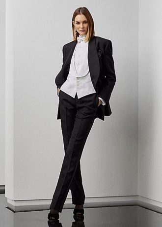 Schwarze Smokinghose „Alaina“ von Ralph Lauren aus Jacquard für Damen Schwarze Smokinghose „Alaina“ von Ralph Lauren aus Jacquard für Damen
