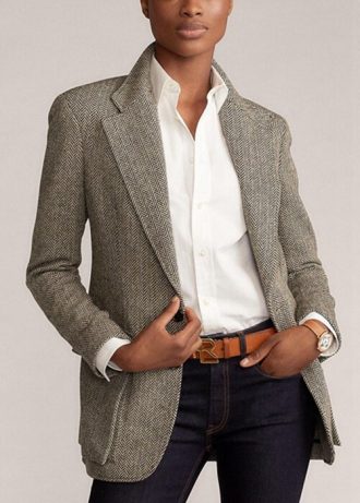 Schwarze Tweed-Blazer für Damen von Ralph Lauren