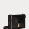 Schwarze Umhängetaschen mit Kroko-Prägung und Umschlagkette für Damen von Ralph Lauren Polo ID Schwarze Umhängetaschen mit Kroko-Prägung und Umschlagkette für Damen von Ralph Lauren Polo ID