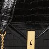 Schwarze Umhängetaschen mit Kroko-Prägung und Umschlagkette für Damen von Ralph Lauren Polo ID Schwarze Umhängetaschen mit Kroko-Prägung und Umschlagkette für Damen von Ralph Lauren Polo ID