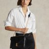 Schwarze Umhängetaschen mit Kroko-Prägung und Umschlagkette für Damen von Ralph Lauren Polo ID Schwarze Umhängetaschen mit Kroko-Prägung und Umschlagkette für Damen von Ralph Lauren Polo ID