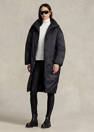 Schwarze wasserabweisende Daunenmäntel von Ralph Lauren für Damen Schwarze wasserabweisende Daunenmäntel von Ralph Lauren für Damen