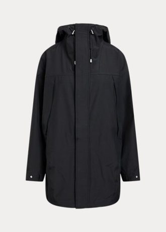 Schwarze wasserabweisende Windjacke mit Kapuze von Ralph Lauren für Damen