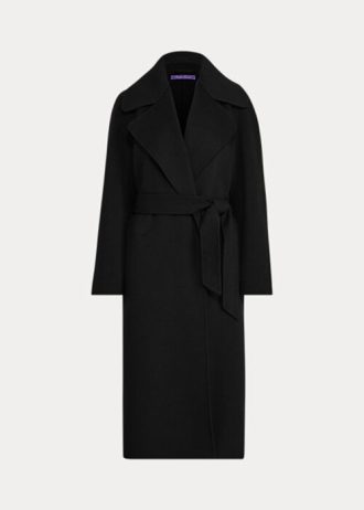 Schwarze Wickelmäntel von Ralph Lauren Leonarda für Damen Schwarze Wickelmäntel von Ralph Lauren Leonarda für Damen