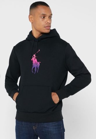 Schwarzer Ralph Lauren Grafik-Hoodie für Herren