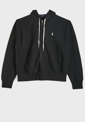 Schwarzer Ralph Lauren-Kapuzenpullover mit Kordelzug und Logo für Damen