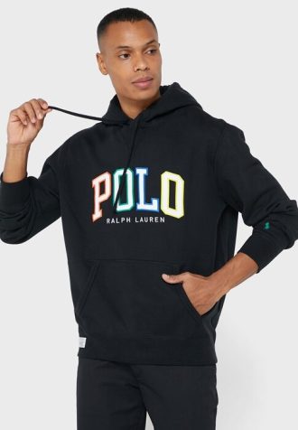 Schwarzer Ralph Lauren Logo-Hoodie für Herren