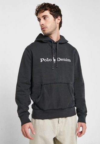 Schwarzer Ralph Lauren Logo-Hoodie für Herren