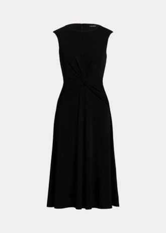 Schwarzes Jerseykleid mit Twist-Front von Ralph Lauren für Damen