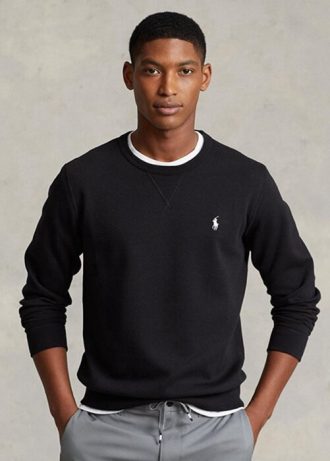 Schwarzes Ralph Lauren Doppelstrick-Pullover-Sweatshirt für Herren