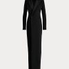 Schwarzes Ralph Lauren Kristian Seiden-Cady-Kleid für Damen Schwarzes Ralph Lauren Kristian Seiden-Cady-Kleid für Damen