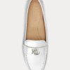 Silber Ralph Lauren Barnsbury Flache Driver-Schuhe aus metallischem Nappaleder für Damen Silber Ralph Lauren Barnsbury Flache Driver-Schuhe aus metallischem Nappaleder für Damen