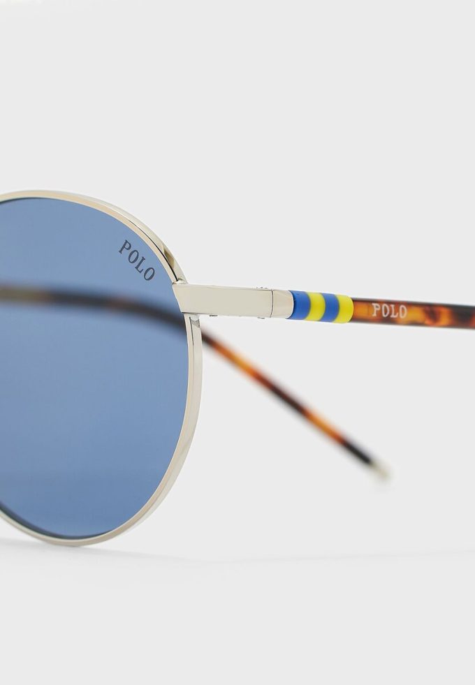 Silberne runde Herrensonnenbrille Ralph Lauren 0PH3133 Silberne runde Herrensonnenbrille Ralph Lauren 0PH3133