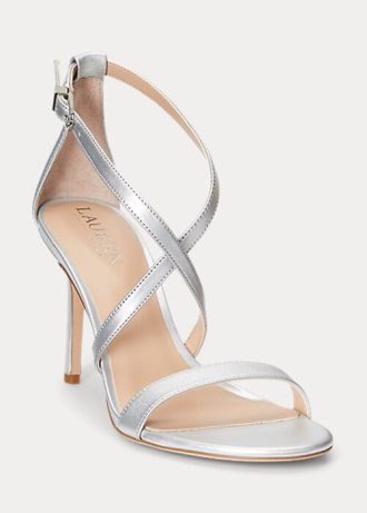Silberne Sandalen aus Metallic-Leder für Damen von Ralph Lauren Gabriele