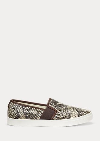 Snake Damen Ralph Lauren Jinny Slip-On-Sneakers aus geprägtem Leder