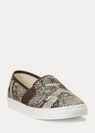 Snake Damen Ralph Lauren Jinny Slip-On-Sneakers aus geprägtem Leder