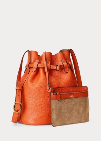 Sunset Orange Damen Ralph Lauren Leder Mittelgroße Bellport Beuteltaschen