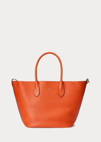 Sunset Orange Damen Ralph Lauren Reversible Leder Medium Bellport Tote Bags
